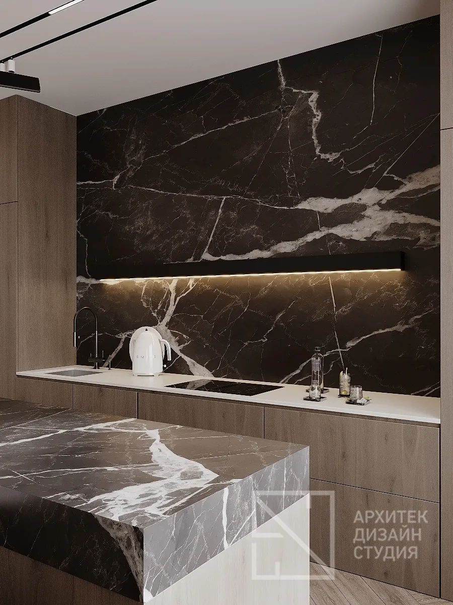 Дизайн интерьера квартиры в г. Абакан по ул. Авиаторов 1В/2 - Гостиная-кухня - Фото 3